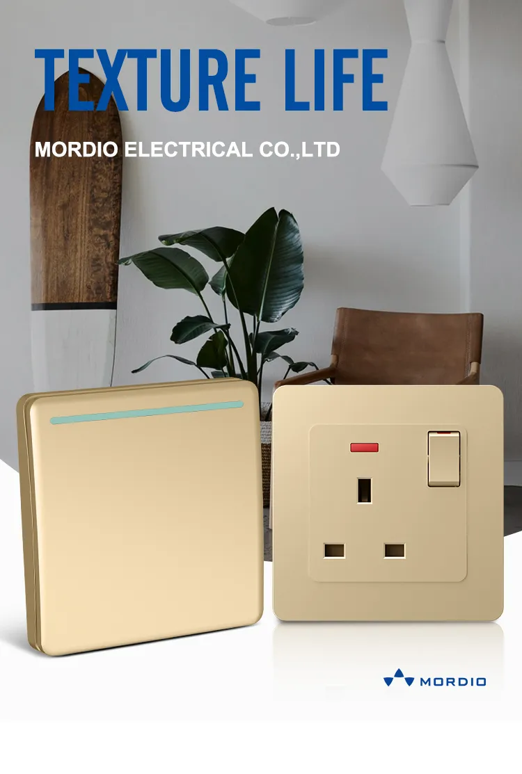 S1.3 large panel gold 13A switched socket