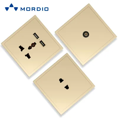 S1.4 large panel gold 13A switched socket