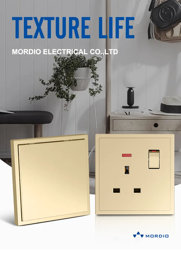 S1.4 large panel gold 13A switched socket