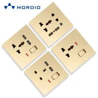 S1.2 large panel gold 13A switched socket