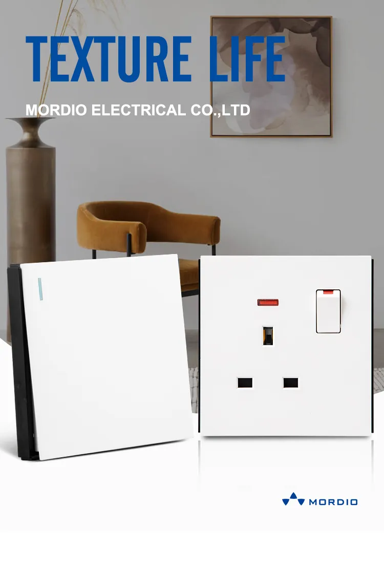 S1 large panel white 13A switched socket