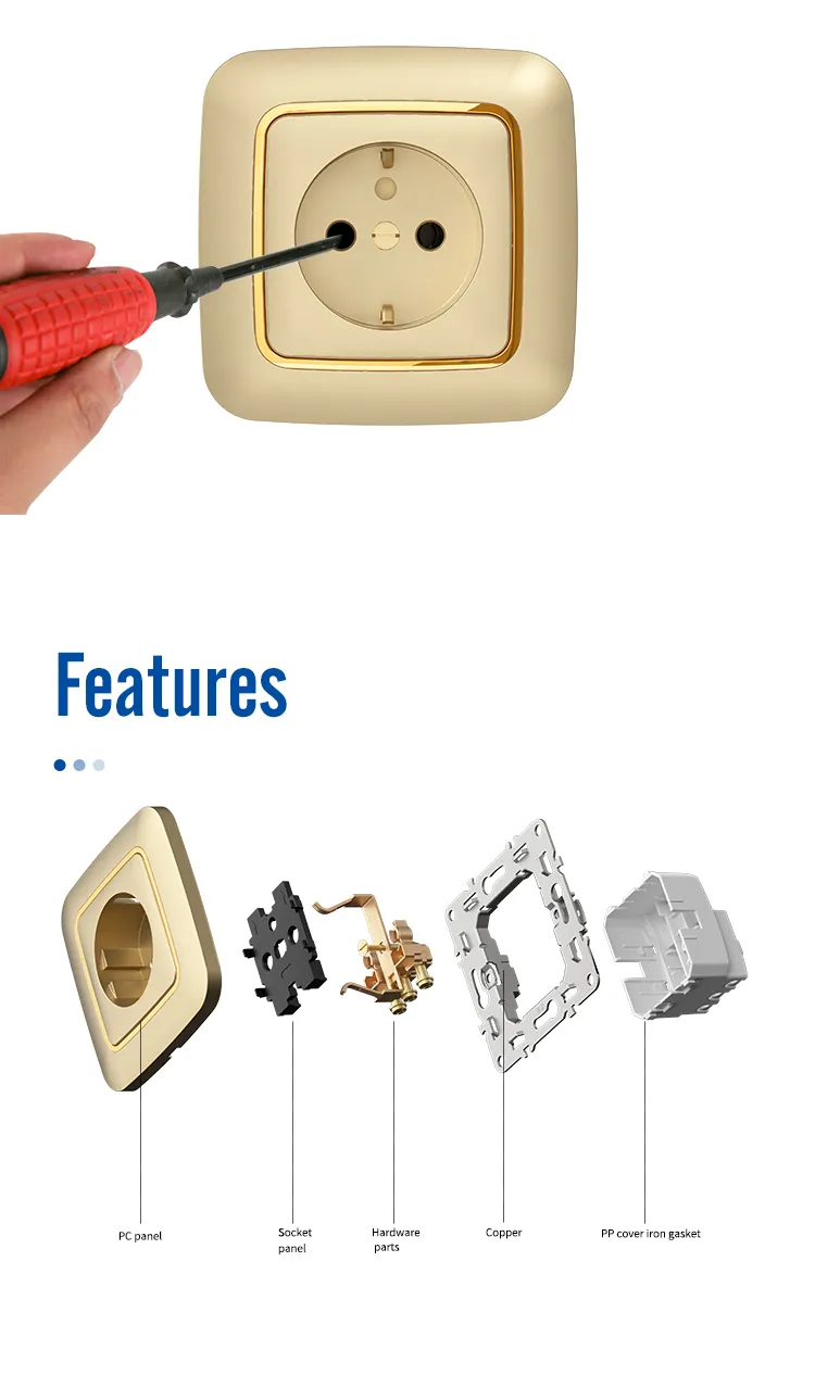 F200 Gold Electroplated ring eu wall socket