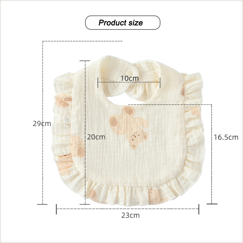 ins embroidery bib ruffle saliva towel baby cotton class a gauze absorbent saliva pocket baby lace bib