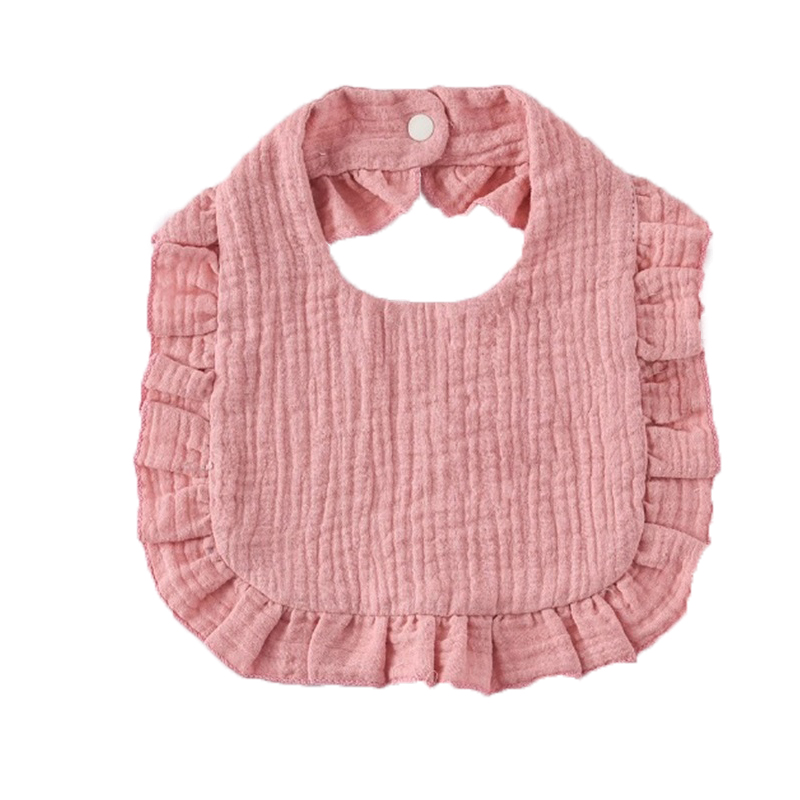 ins embroidery bib ruffle saliva towel baby cotton class a gauze absorbent saliva pocket baby lace bib