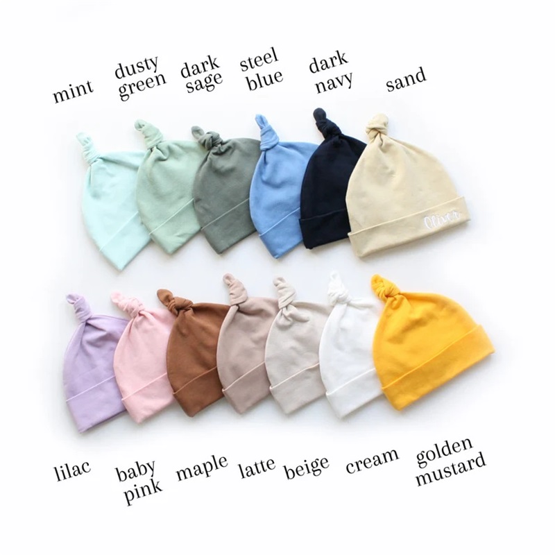 Embroidered knotted cotton baby hat single-layer newborn fetal cap