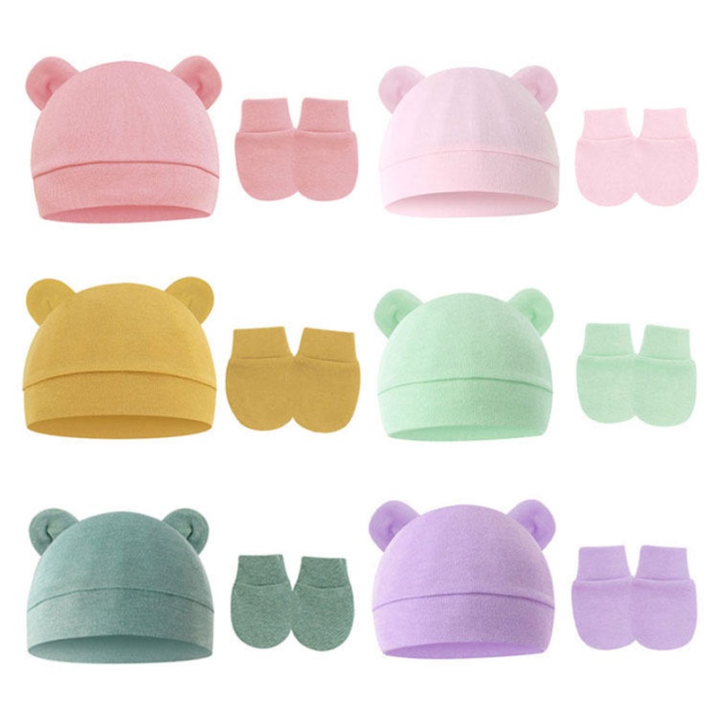 Wholesale 26 Colors Unisex Bear Ears Preemie Infant