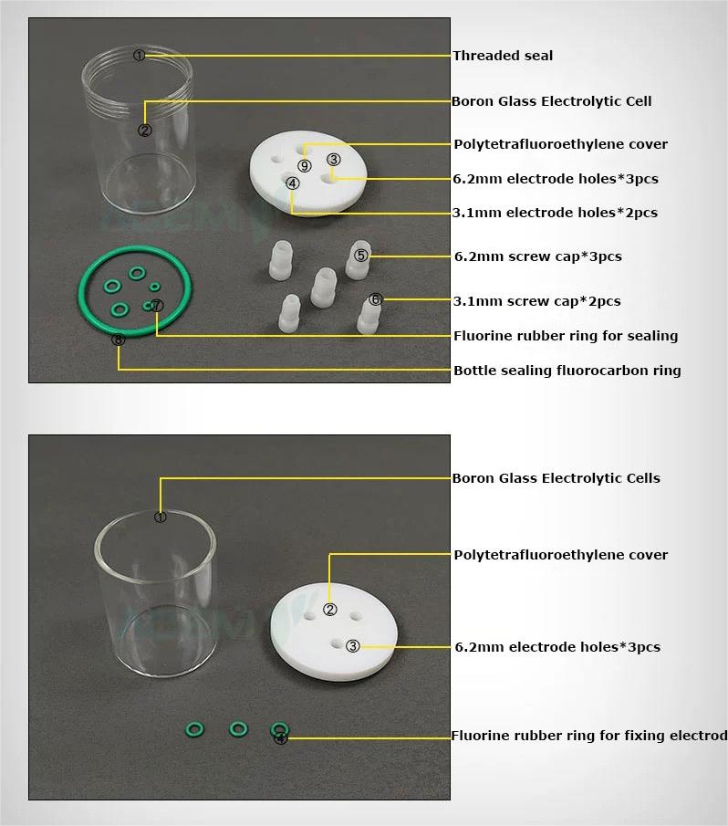 3mm GCE(Glass Carbon Electrode) & Electrolytic Cell All Types for  Electrochemical Lab