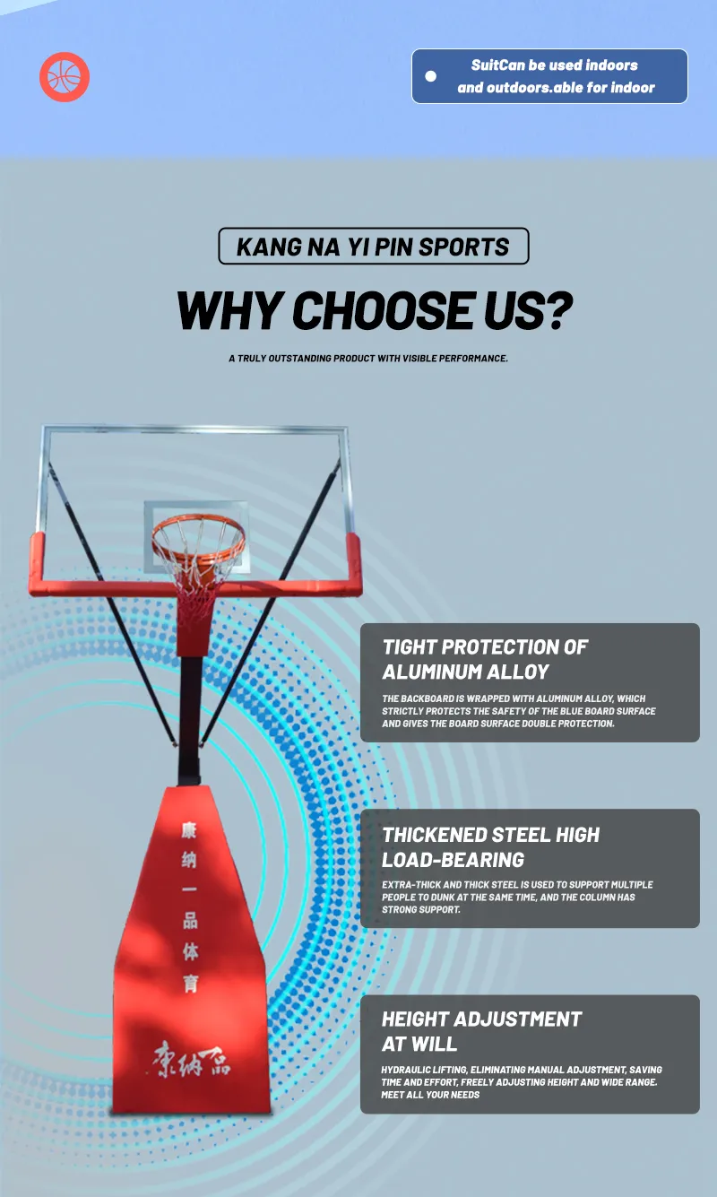 Outdoor & Indoor Basketball Stand with Secure Buried Basketball Hoop