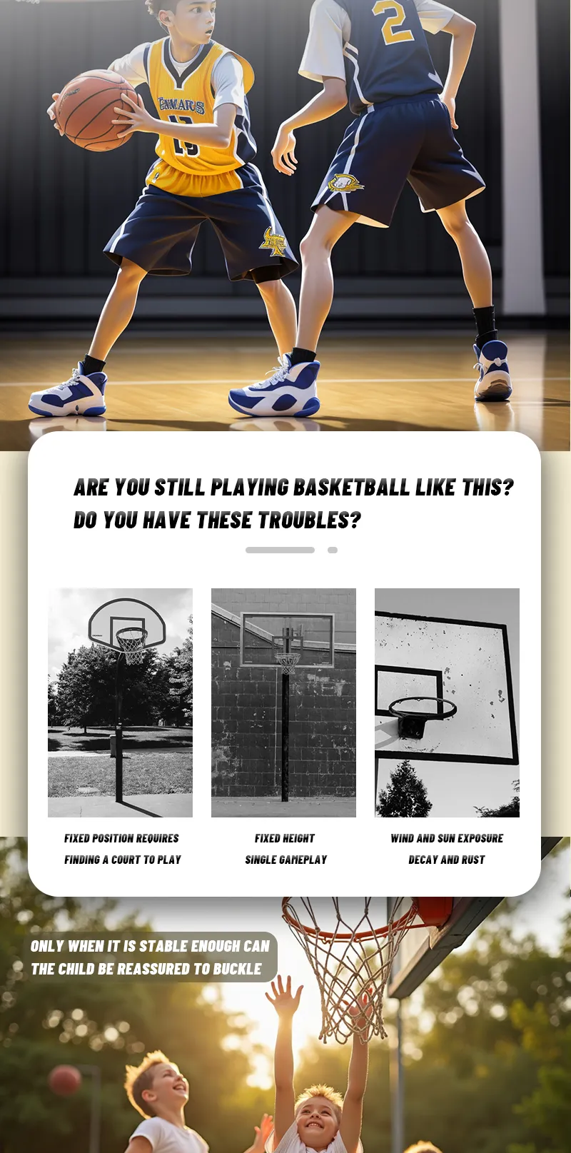 Adjustable Height Kids Basketball Hoop Basketball Stand for Indoor and Outdoor Fun