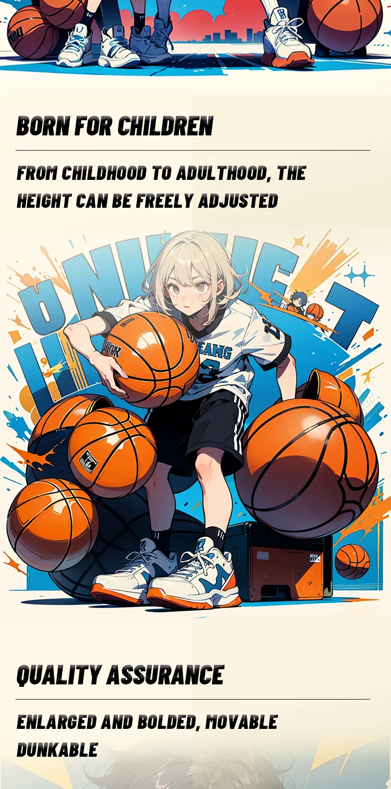 Adjustable Height Kids Basketball Hoop Basketball Stand for Indoor and Outdoor Fun