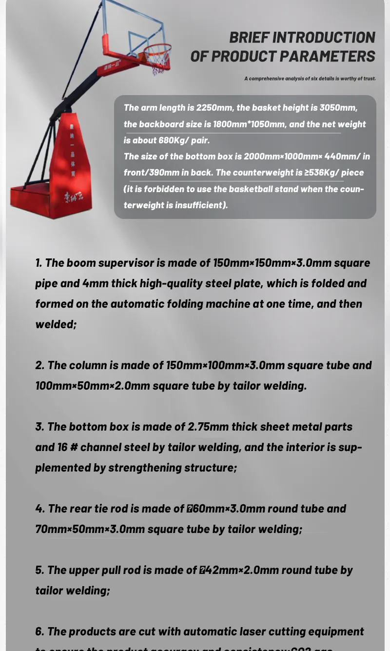 Outdoor & Indoor Basketball Stand with Secure Buried Basketball Hoop
