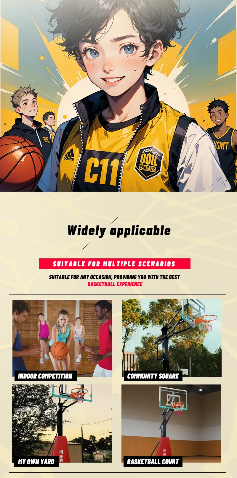 Adjustable Height Kids Basketball Hoop Basketball Stand for Indoor and Outdoor Fun