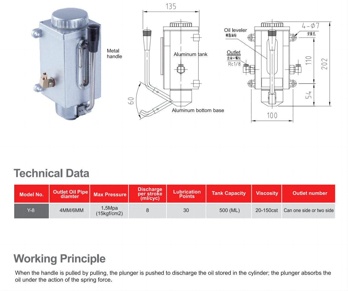 Y-8 Manual oil lubrication pump