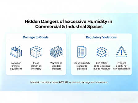 Potential hazard of excessive humidity in business place, damage caused ...