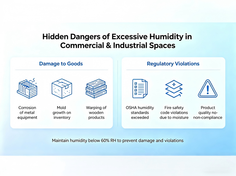 Potential hazard of excessive humidity in business place, damage caused ...
