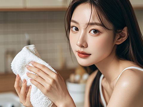 Hand towel made of microfiber.