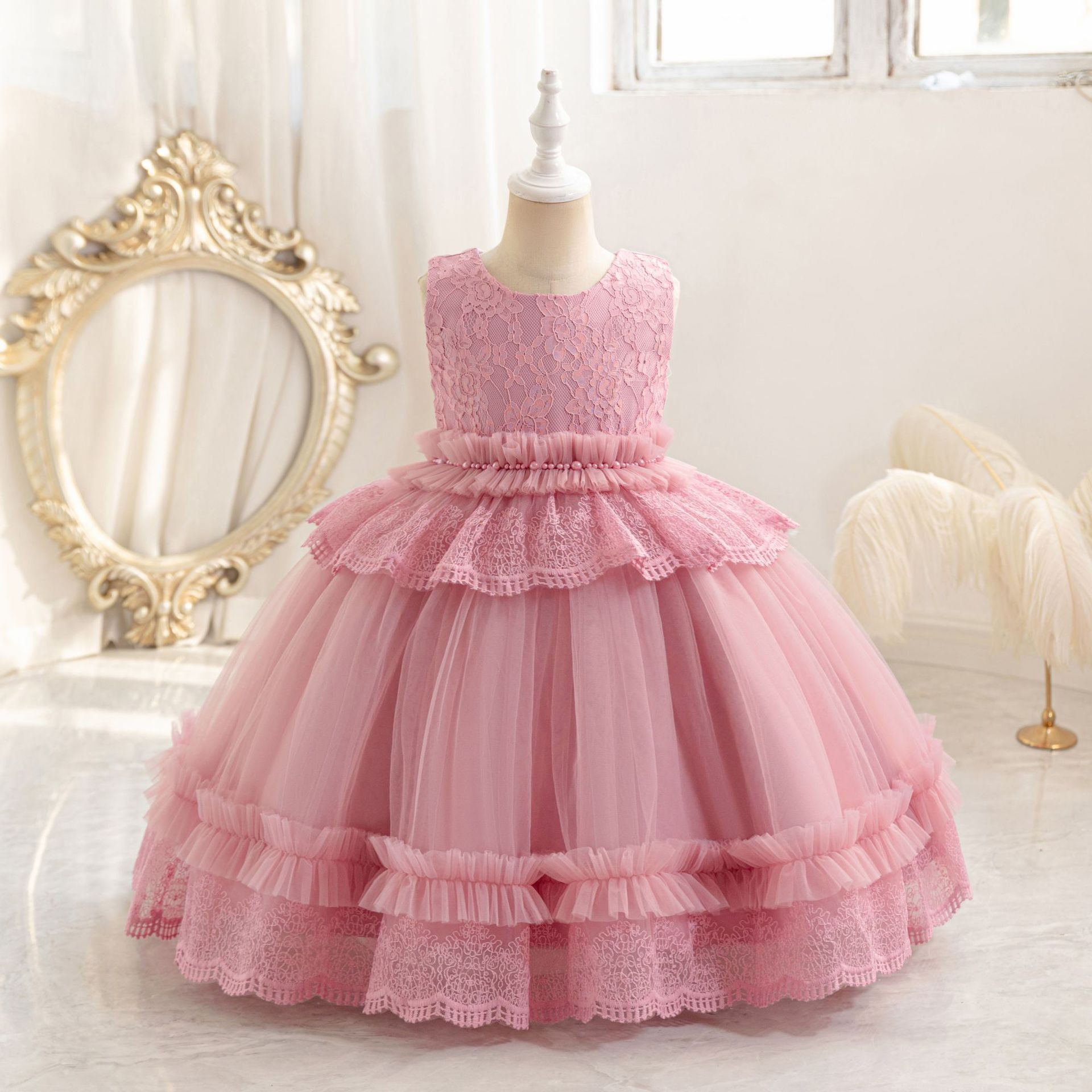 Toddler Princess Fluffy Party Dress for Birthday Girls long dress