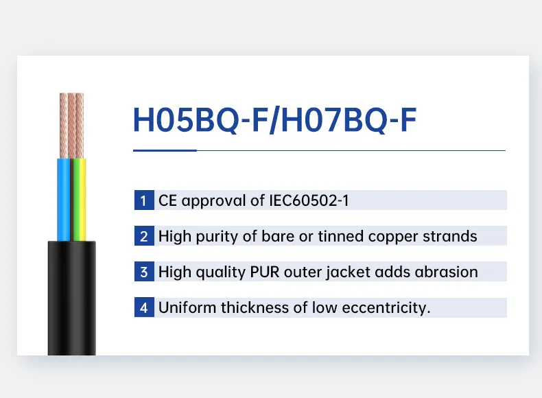 H05BQ-F/H07BQ-F PUR halogen free flexible cable