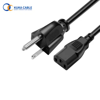US 3-Pin NEMA 5-15P Plug To IEC 320 C13 AC Power Cord