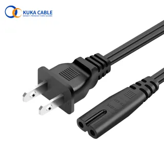 USA standard American 2 Prong Plug Black Power Cord C7