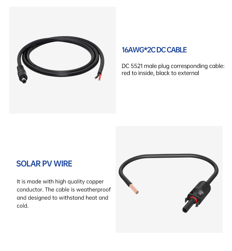 ALLPOWERS Solar Extension Cable - 47 Inches, 16 AWG, IP65 Waterproof With 5.5mm DC Connectors