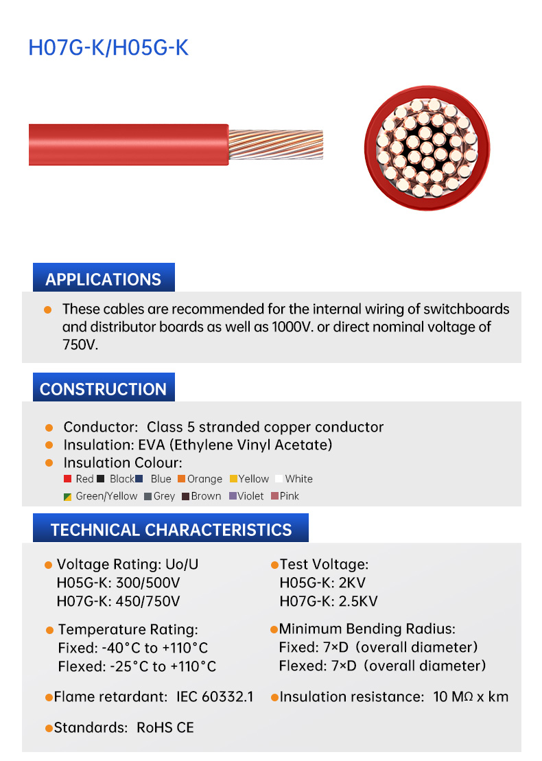 H05G-K/H07G-K fixed wiring Heat-resistant cables