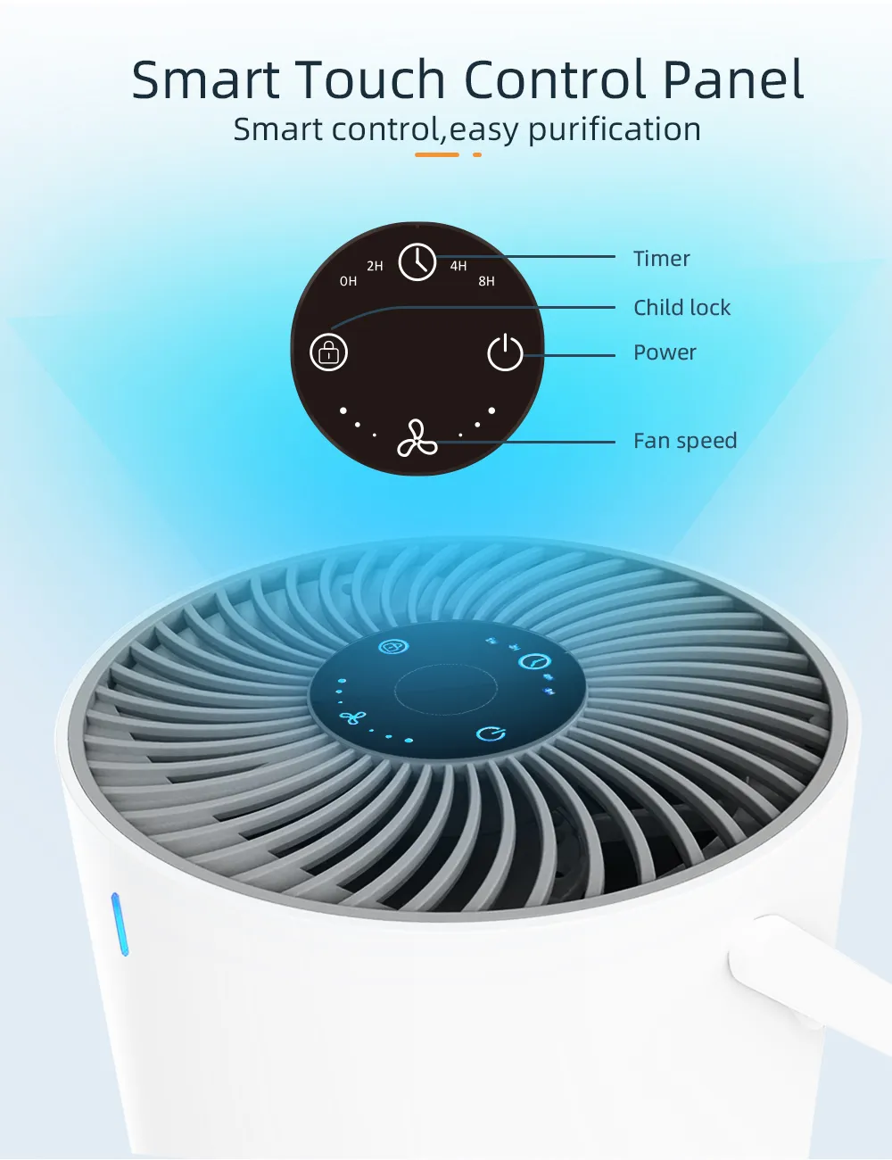 Upgrade Touch Panel Kids Air Purifier