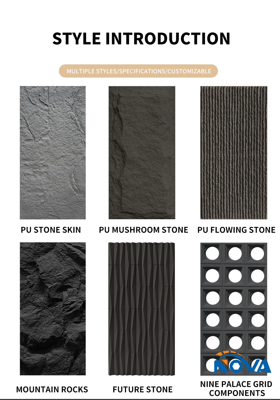 Artificial PU rock stone wall veneer panel