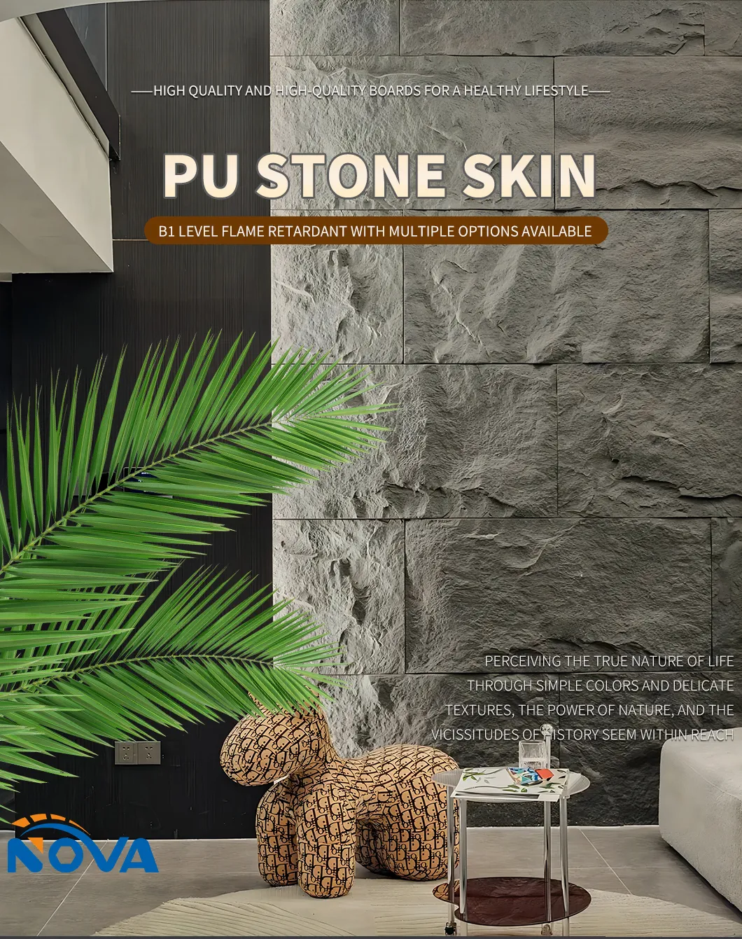 Artificial PU rock stone wall veneer panel