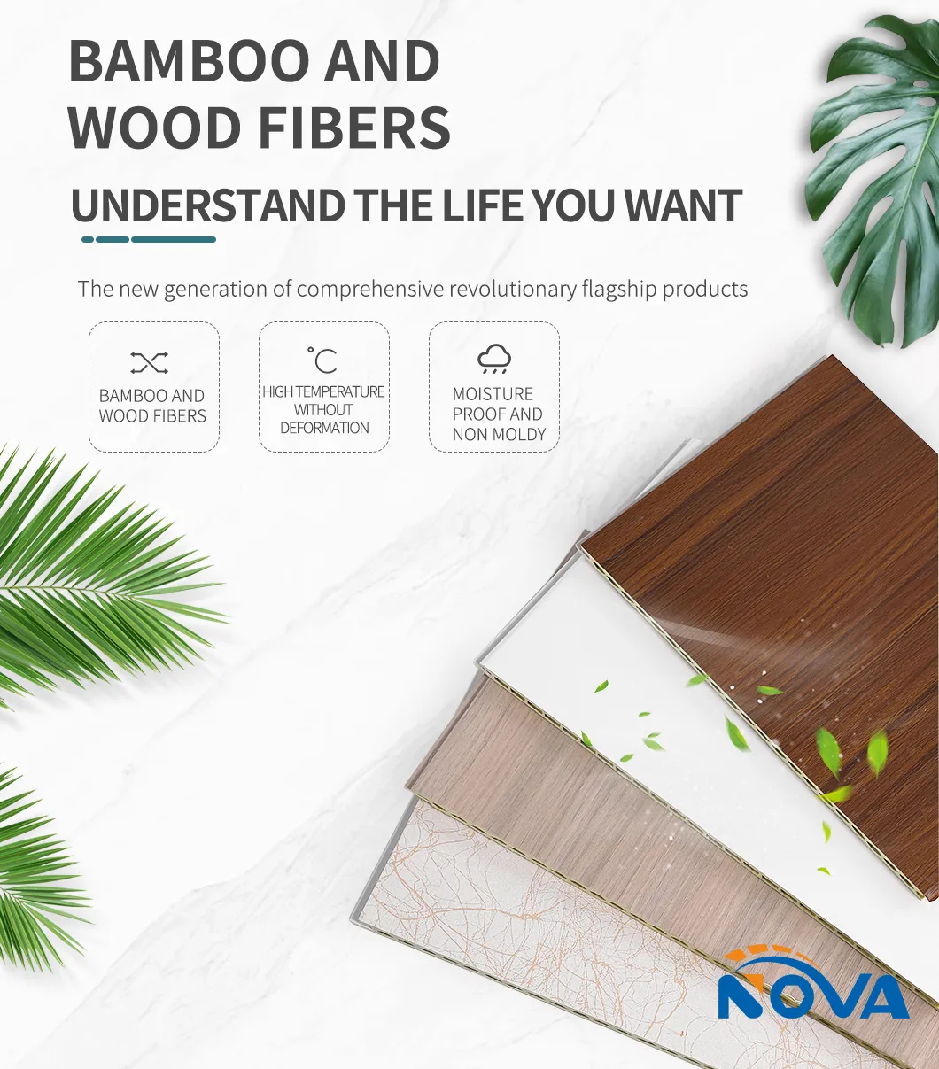 Bamboo wood fiber integrated wall panel