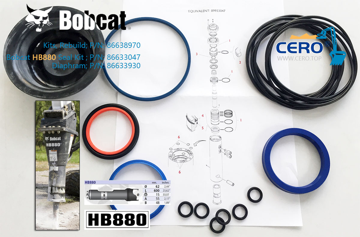 レビュー高評価商品 Bobcat HB880 Rebuild 86633930 Diaphragm 86633047 Kit Seal パーツ