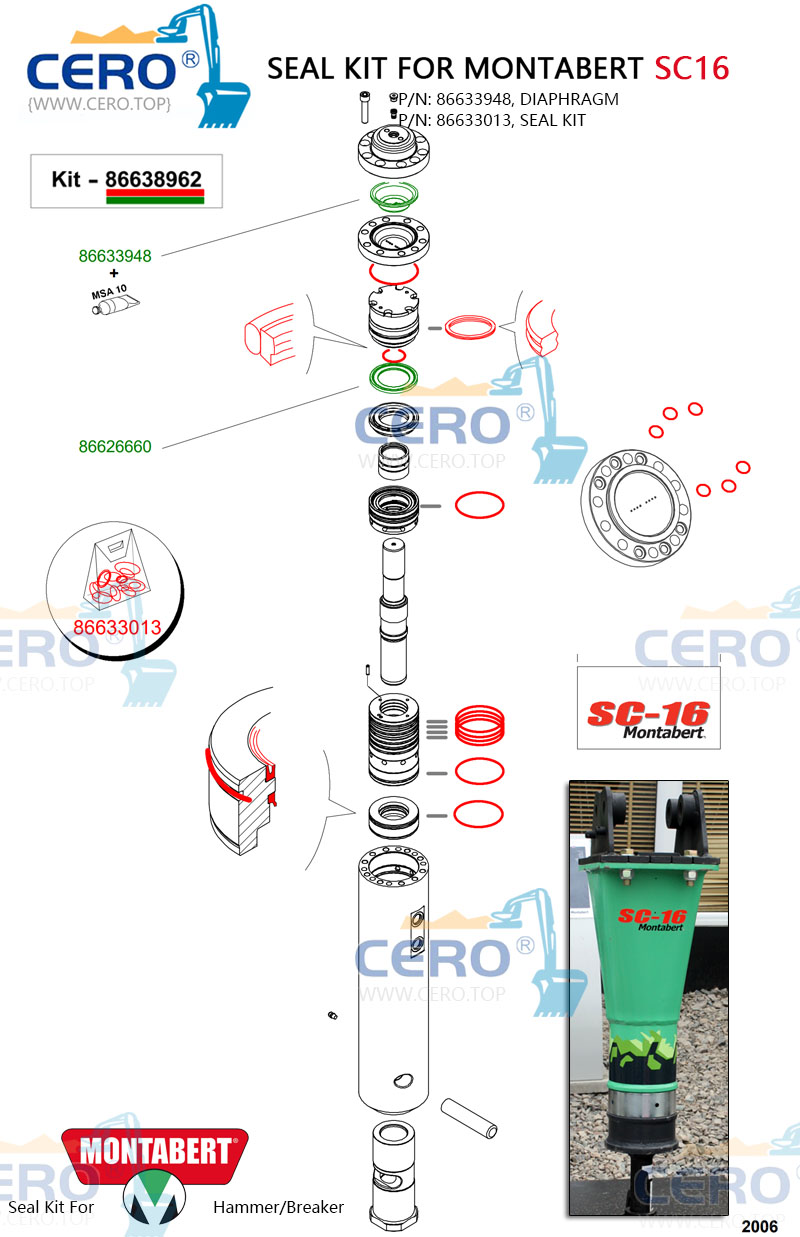 Tramac SC16 Seal Kit 86633013 Diaphragm 86633948 Maintenance Kits