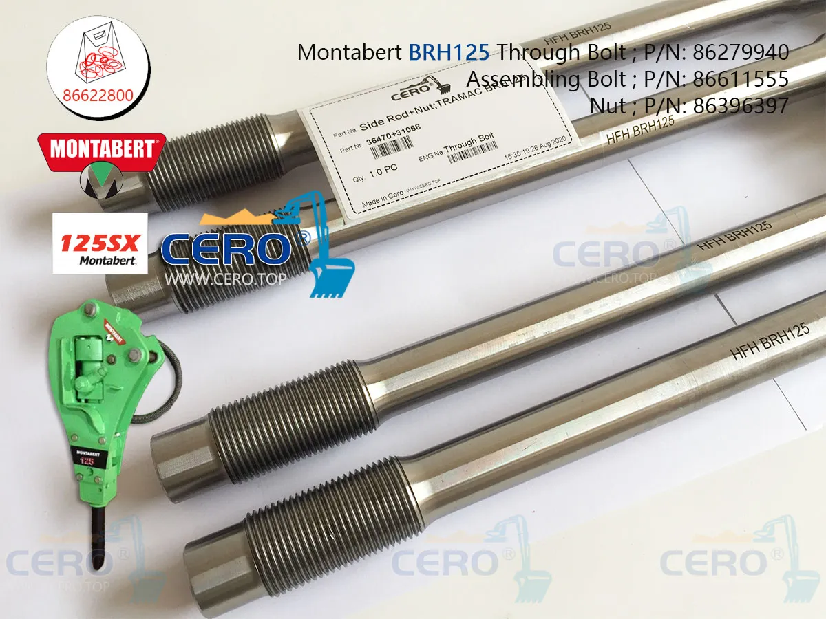 Montabert BRH125 Through Bolt 86279940 Side Rod 86611555 Nut 