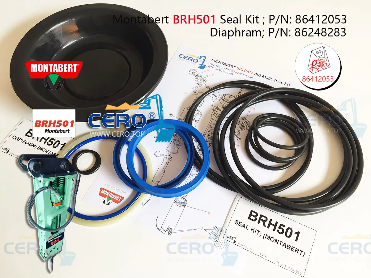 Montabert BRH501 Seal Kit 86412053 Diaphragm 86248283 Montabert 501