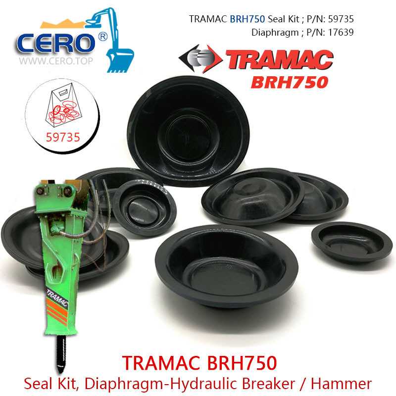 TRAMAC BRH750 Seal Kit 59735 Diaphragm 17639 Tramac 750 Membrane