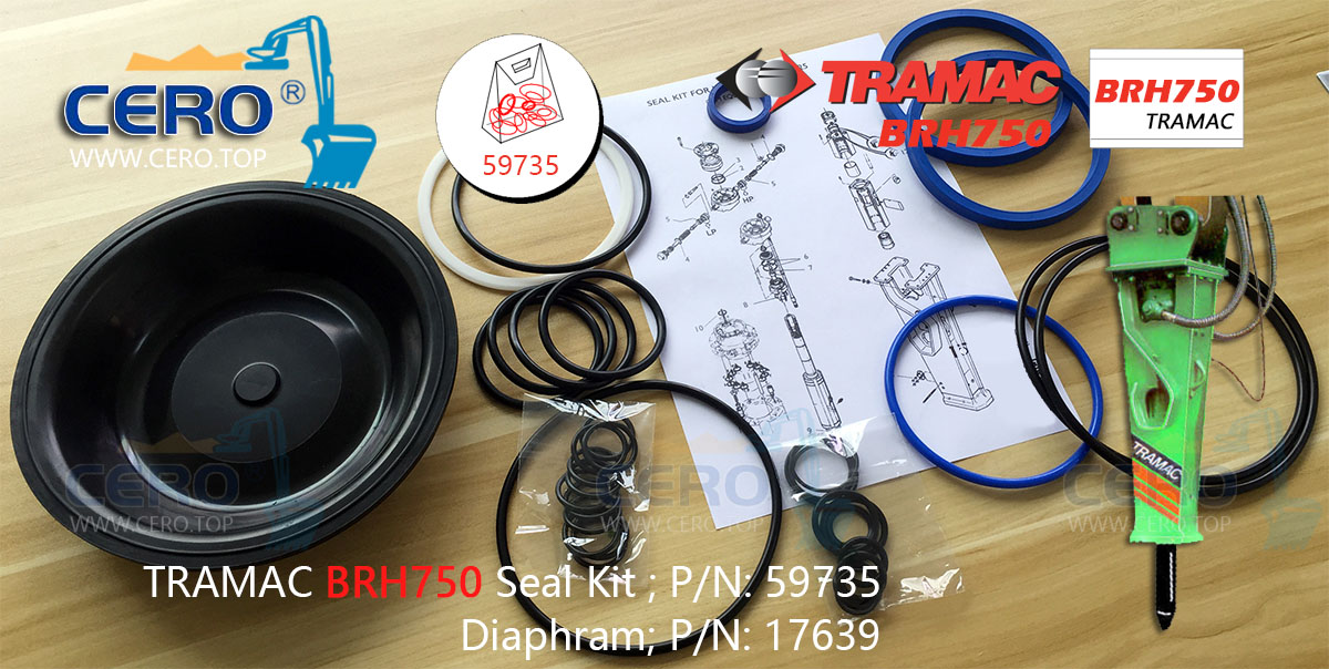 TRAMAC BRH750 Seal Kit 59735 Diaphragm 17639 Tramac 750 Membrane