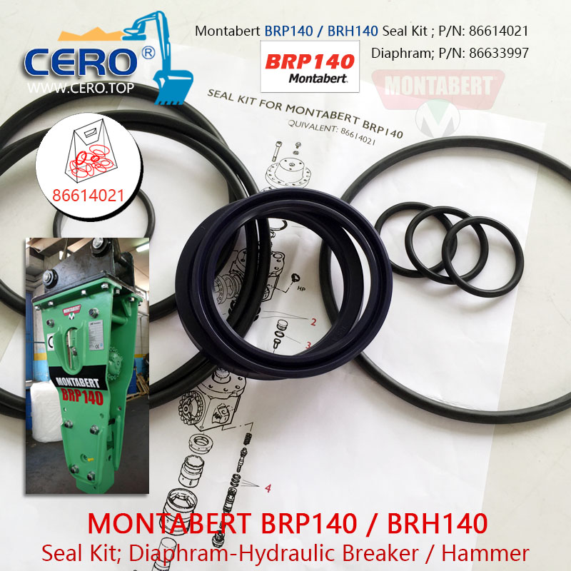 Montabert BRP130 Seal Kit 86404159 Diaphragm 86633997 Membrane 86395365