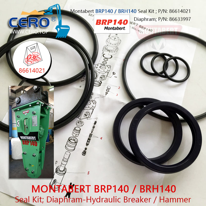 Montabert BRP130 Seal Kit 86404159 Diaphragm 86633997 Membrane 86395365