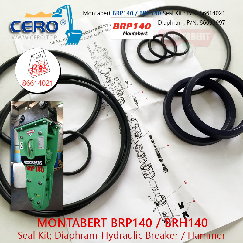 Montabert BRP130 Seal Kit 86404159 Diaphragm 86633997 Membrane 86395365