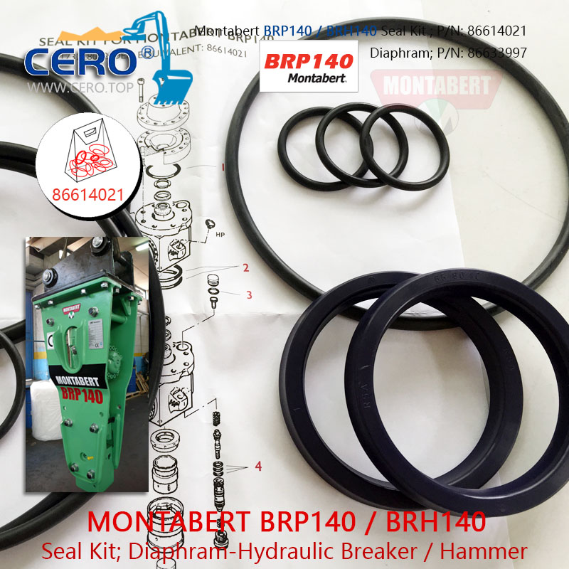 Montabert BRP130 Seal Kit 86404159 Diaphragm 86633997 Membrane 86395365