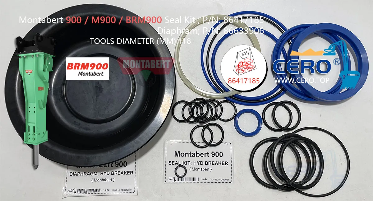 Montabert 900 M900 Seal Kit 86417185 Diaphragm 86633906 Membrane BRM900 900MS