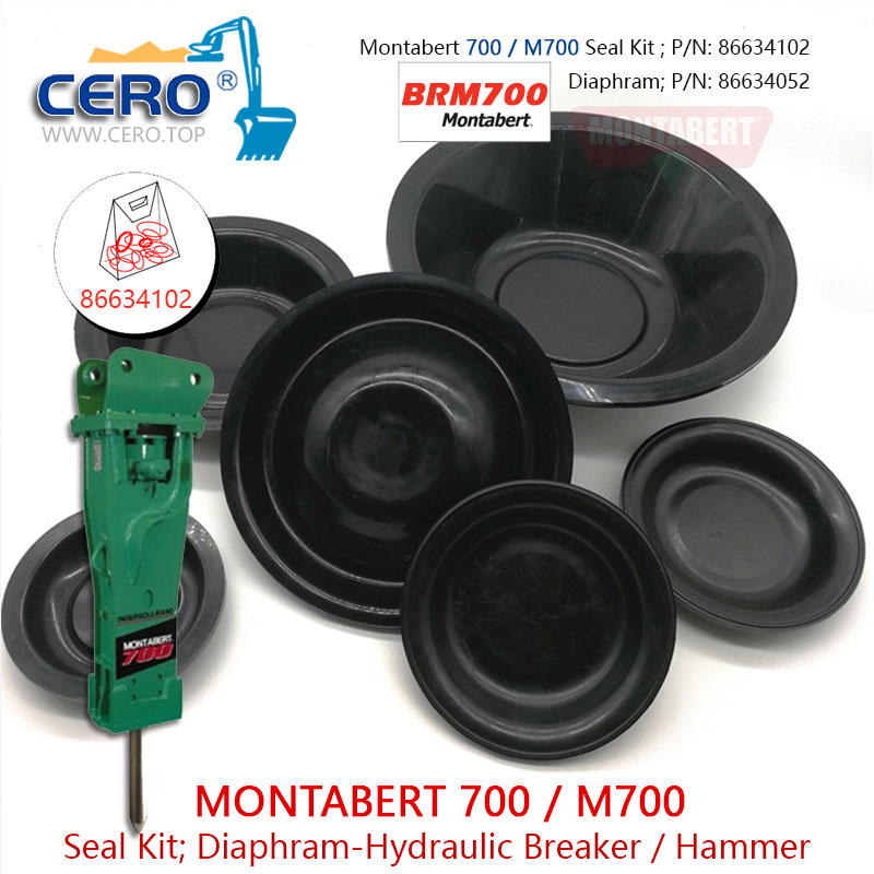 Montabert 700 M700 Seal Kit 86634102 Diaphragm 86634052 Montabert 700MS BRM700