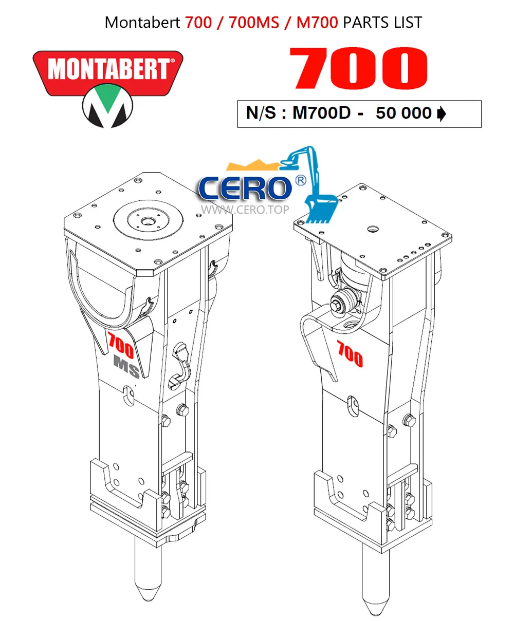 Montabert 700 M700 Seal Kit 86634102 Diaphragm 86634052 Montabert 700MS BRM700