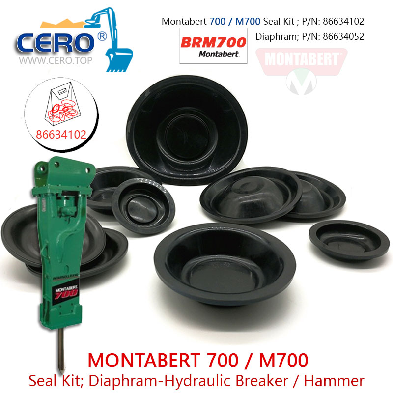 Montabert 700 M700 Seal Kit 86634102 Diaphragm 86634052 Montabert 700MS BRM700