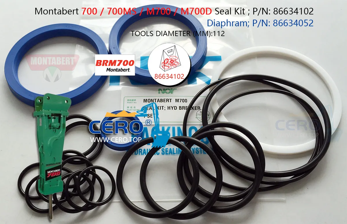 Montabert 700 M700 Seal Kit 86634102 Diaphragm 86634052 Montabert 700MS BRM700