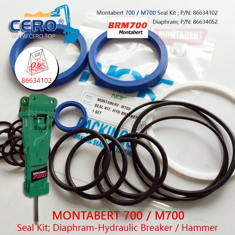 Montabert 700 M700 Seal Kit 86634102 Diaphragm 86634052 Montabert 700MS BRM700