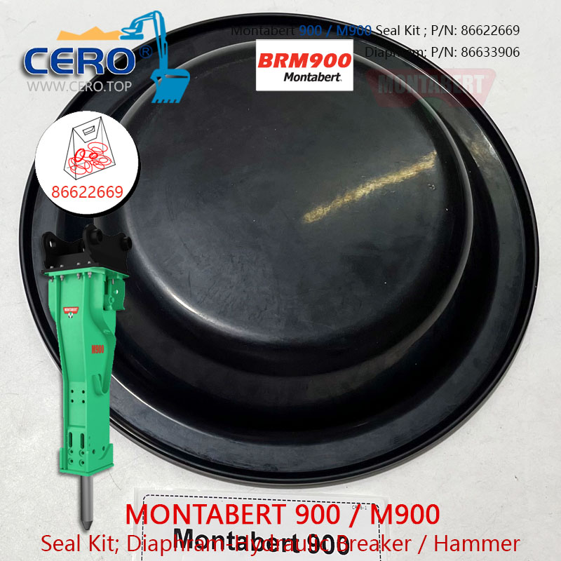 Montabert 900 M900 Seal Kit 86622669 Diaphragm 86633906 Montabert 900MS BRM900