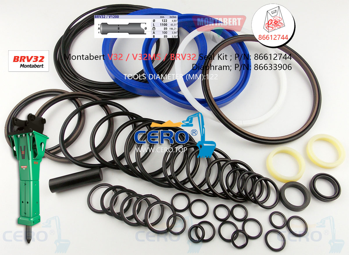 Montabert V32 Seal Kit 86612744 Diaphragm 86633906 Membrane