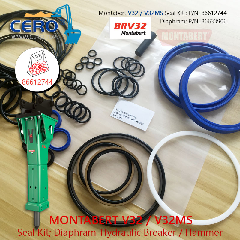 Montabert V32 Seal Kit 86612744 Diaphragm 86633906 Membrane 86722766 Montabert V32MS BRV32