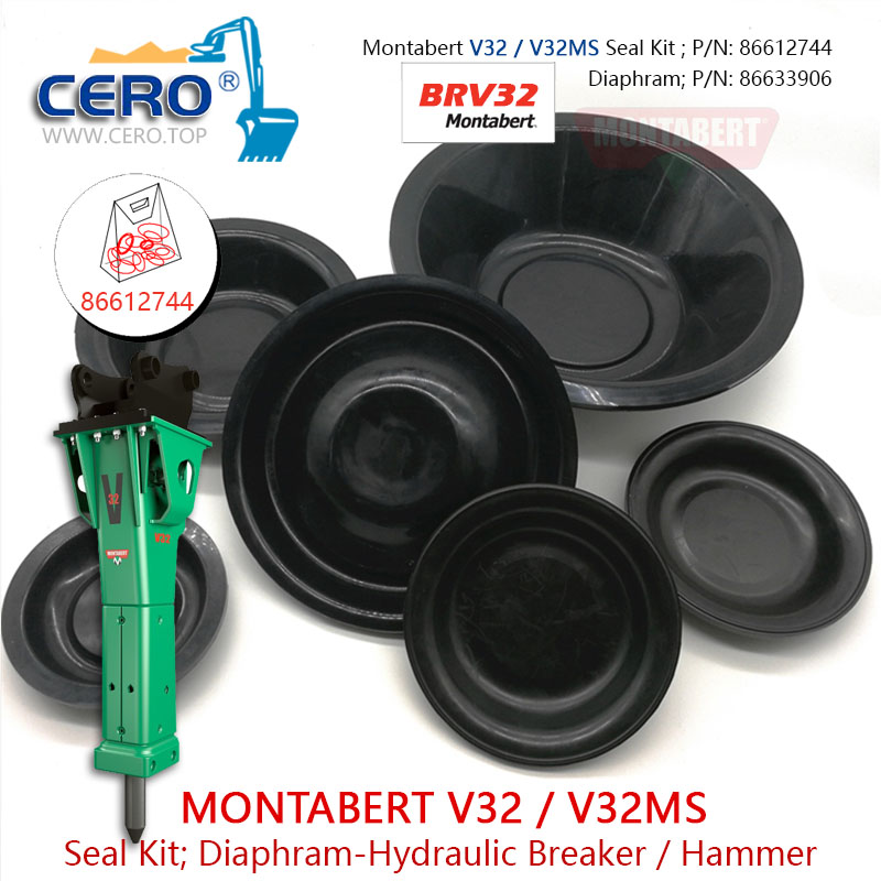 Montabert V32 Seal Kit 86612744 Diaphragm 86633906 Membrane 86722766 Montabert V32MS BRV32